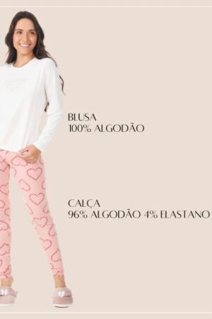 Pijama Corações Manga longa