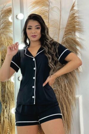 Pijama Americano Microfibra Fluity Liso Escuro