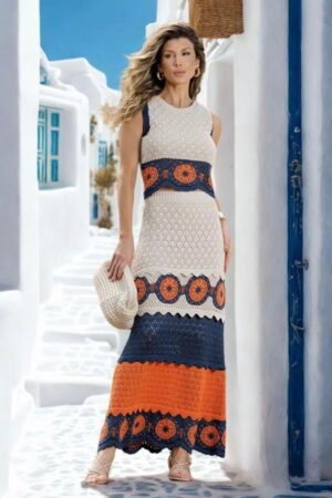 Conjunto mandala saia listrada